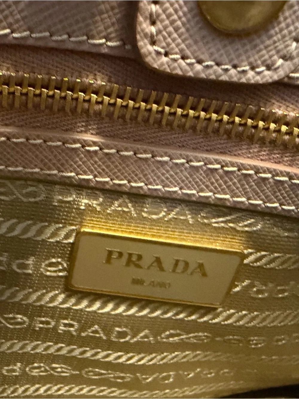 Prada Blush Pink Saffiano Leather Satchel with Gold Hardware